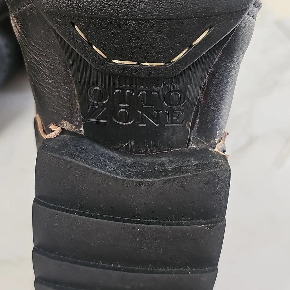 OSSTONE Moto Boots lace-up Leather Chukka Boots.
